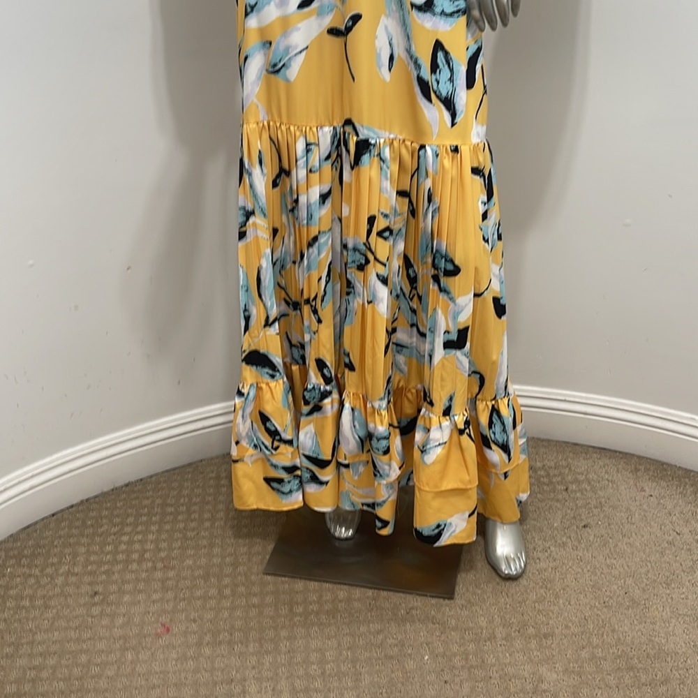 CHICWAYS Women Long Sleeve Tiered Yellow Multi Floral Maxi Dress Size Various - Picture 8 of 15